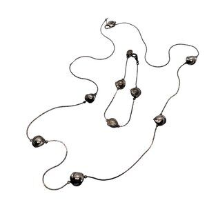 Necklace bracelet set silver tone oyster